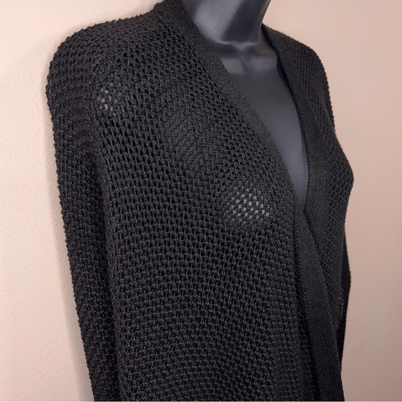 Small/Medium Black Open Knit Crochet Style Shrug Sweater Boho Goth Bohemian - Picture 4 of 16